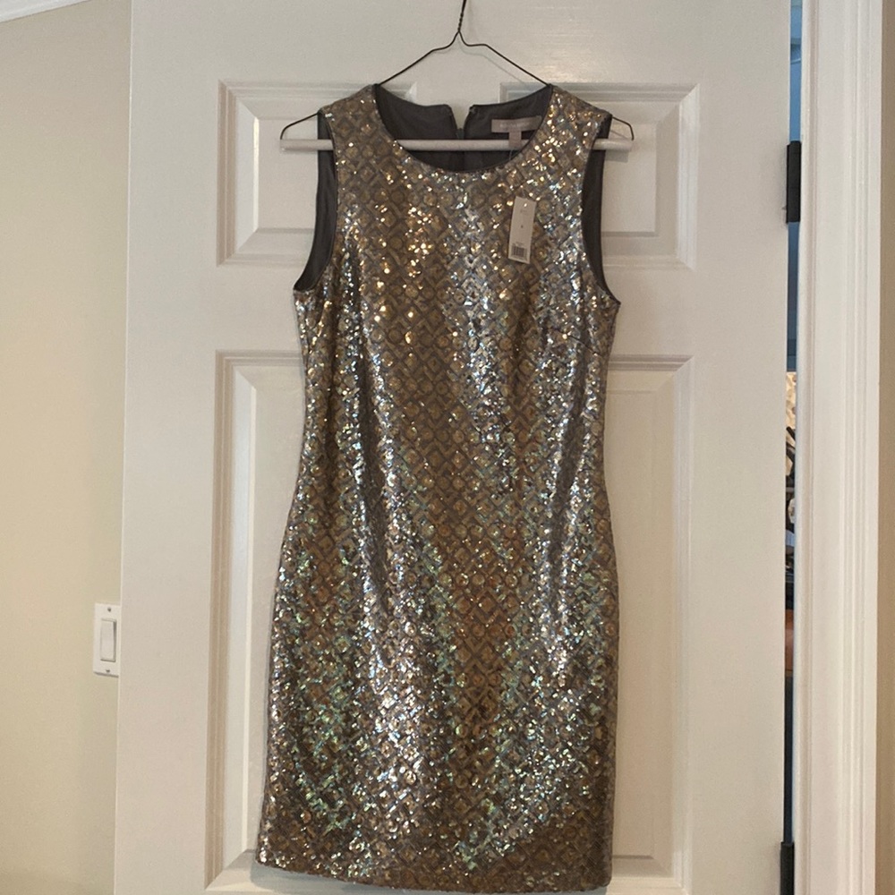 Banana Republic Sequence gold and silver cocktail dress. Never worn. Size 4